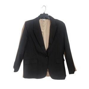 Klesis Mens Black Single Button Blazer Jacket Beige Lined M L